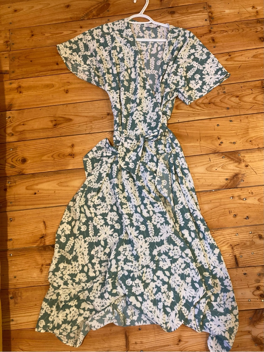 Lush Sage Green Floral Maxi Wrap Dress